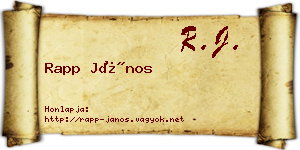Rapp János névjegykártya